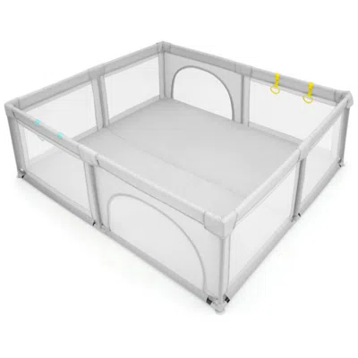 Hivvago Large Infant Baby Playpen Safety Play Center Yard With 50 Ocean Balls-gray In White