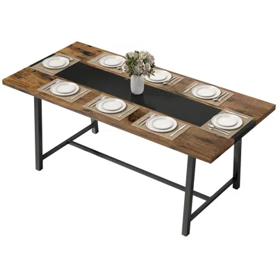 Hivvago Large Kitchen Table With Steel Legs For Dining Room
