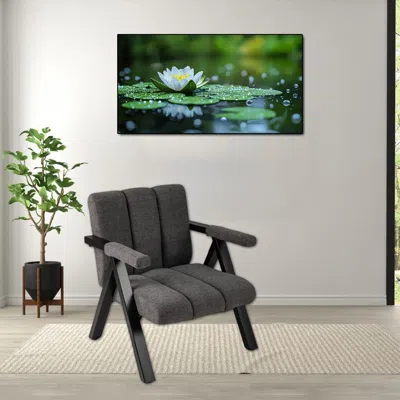 Hivvago Large Modern Armchair With Metal Frame And Comfortable Armrests In Gray