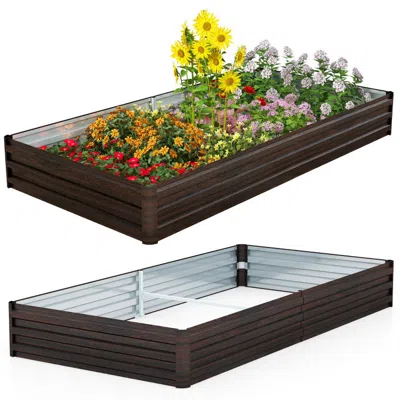 Hivvago Large Outdoor Metal Planter Box For Vegetable Fruit Herb Flower-coffee In Brown