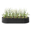 Hivvago Large Oval Shaped Metal Raised Planter Outdoor Garden Plant Vegetable Bed - Black In Multi