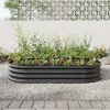 Hivvago Large Oval Shaped Metal Raised Planter Outdoor Garden Plant Vegetable Bed - Black