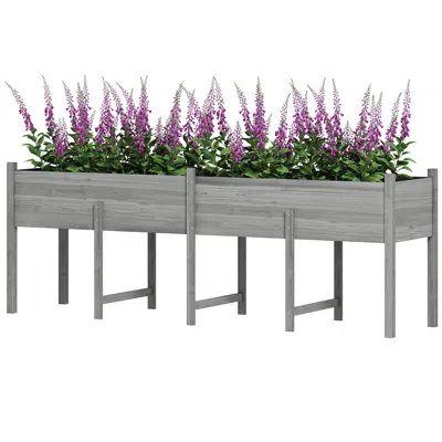 Hivvago Large Wooden Elevated Garden Planter With Drain Holes In Gray