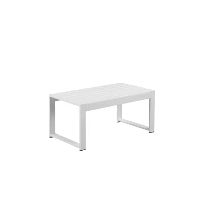 Hivvago Lark 35 Inch Outdoor Coffee Table, White Aluminum Frame, Polyresin Top