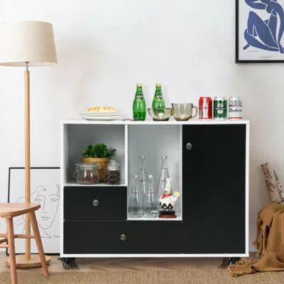 Hivvago Lateral Mobile Filing Cabinet With 2 Drawers-black