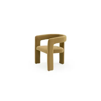 Hivvago Lavi 26 Inch Dining Chair, Cushioned, Curved Open Back, Tan Upholstery In Gold