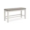 Hivvago Lea Counter Height Dining Bench, Classic White Wood, Gray Polyester In White
