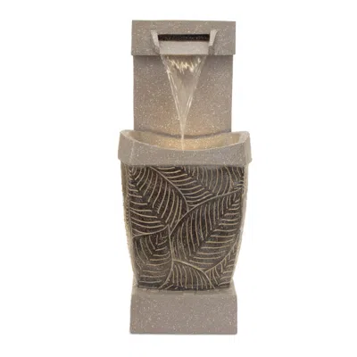 Hivvago Leaf Etched Stone Fountain 27"h In Multi
