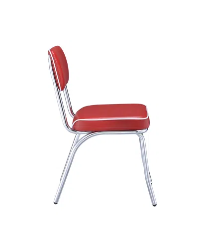 Hivvago Leather Upholstered Metallic Retro Dining Side Chair, Red, Set Of 2