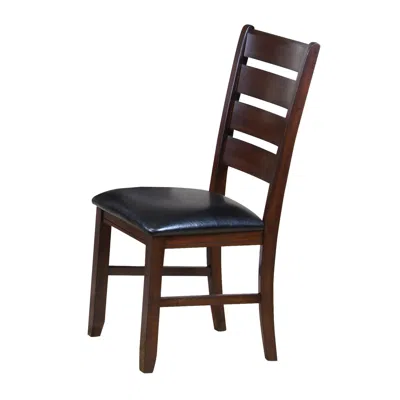 Hivvago Leather Upholstered Wooden Side Chairs With Ladder Back, Brown & Black, (set Of 2)