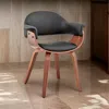 Hivvago Leatherette Dining Chair With Curved Seat, Black And Brown In Green