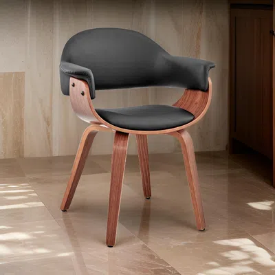 Hivvago Leatherette Dining Chair With Curved Seat, Black And Brown In Green