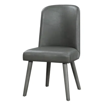 Hivvago Leatherette Dining Chair With Splayed Wooden Legs, Set Of 2, Gray
