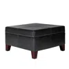 Hivvago Leatherette Upholstered Wooden Ottoman With Hinged Storage, Black And Brown, Large In Black