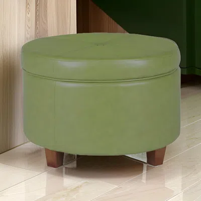 Hivvago Leatherette Upholstered Wooden Ottoman With Single Button Tufted Lift Top Storage, Green, Large