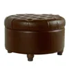 Hivvago Leatherette Upholstered Wooden Ottoman With Tufted Lift Off Lid Storage, Brown
