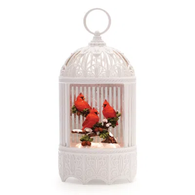 Hivvago Led Cardinal Branch Snow Globe 11"h In White