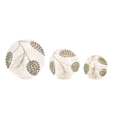 Hivvago Led Frosted Gold Pinecone Orb (set Of 3)