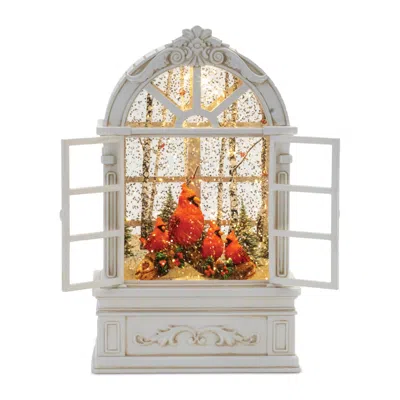 Hivvago Led Snow Globe Window With Cardinal Family 9"h In Neutral