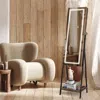 Hivvago Led Standing Jewelry Mirror Cabinet With 3-color Lighted Full-length Mirror-rustic Brown