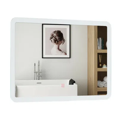 Hivvago Led Wall-mounted Bathroom Rounded Arc Corner Mirror With Touch In White