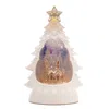 Hivvago Led Winter Church Pine Tree Snow Globe 12"h In White
