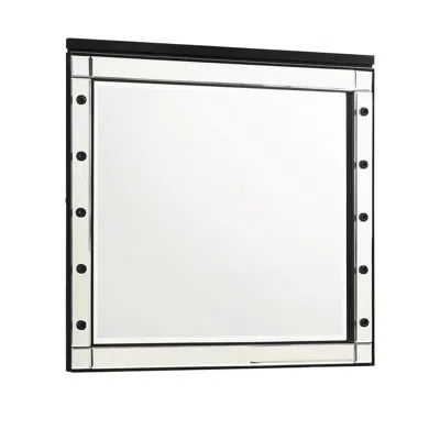 Hivvago Lee 37 X 40 Vanity Mirror, 10 Light Bulb Sockets, Modern Black Wood Frame
