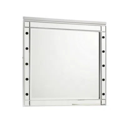 Hivvago Lee 37 X 40 Vanity Mirror, 10 Light Bulb Sockets, Modern White Wood Frame In Transparent