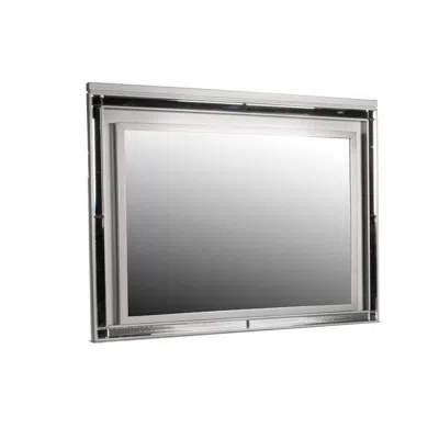 Hivvago Lee 38 X 50 Dresser Mirror, Modern Led Light Trim, Silver Hardwood Frame In Gray