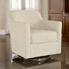 Hivvago Leena 35 Inch Swivel Accent Chair, Soft Beige Linen Polyester, Reversible In Neutral