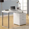 Hivvago Left Or Right Facing Modern Office Desk In White Finish With File Drawers In White