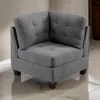 Hivvago Lemy 32 Inch Modular Corner Sofa Chair, Tufted Gray Upholstery, Solid Wood
