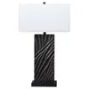 Hivvago Len Table Lamp, White Rectangular Shade, Unique Lined Design Black Pedestal In Black