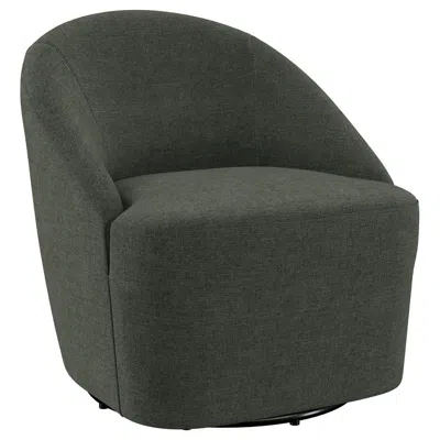 Hivvago Lenie Barrel Accent Swivel Chair, Modern Minimal Shape, Dark Green