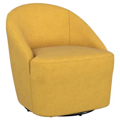 Hivvago Lenie Barrel Accent Swivel Chair, Modern Minimal Shape, Mustard Yellow