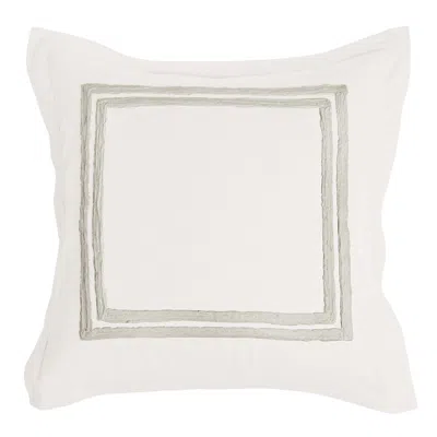 Hivvago Lenz 26 Inch Cotton Euro Pillow Sham With Hand Stitched Embroidery, Ivory