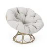 Hivvago Leos Swivel Outdoor Chair, Soft Gray Polyester Cushion, Brown Rattan In Gray