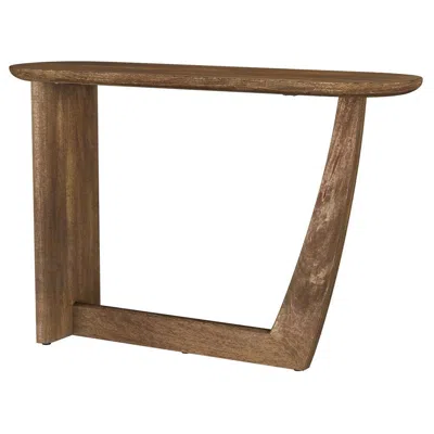 Hivvago Leti Sofa Console Table, 46 Inch, Brown Mango Wood, L Shaped Base