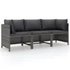 Hivvago Ley 3pc Outdoor Modular Sofa Set, Dark Gray Polyester, Poly Rattan In Black