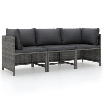 Hivvago Ley 3pc Outdoor Modular Sofa Set, Dark Gray Polyester, Poly Rattan In Black