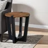 Hivvago Leyi Round Side End Table, Black Angled Legs, 22 Inch Brown Mango Wood In Black