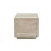 Hivvago Lia 20 Inch End Table, Square Travertine Stone Finish Laminated Top