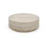Hivvago Lia 39 Inch Coffee Table, Round Travertine Stone Finish Laminated Top