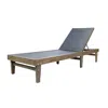 Hivvago Liam Outdoor Chaise Lounger, 78 Inch Mesh Seat, Dark Gray Acacia Wood Frame