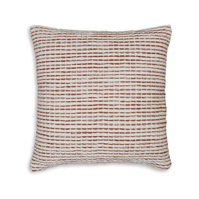 Hivvago Lien 19 Inch Throw Pillow Set Of 4, Striped Design, White Brown Cotton