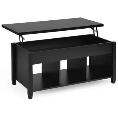 Hivvago Lift Top Coffee Table With Hidden Storage Compartment-black In Brown
