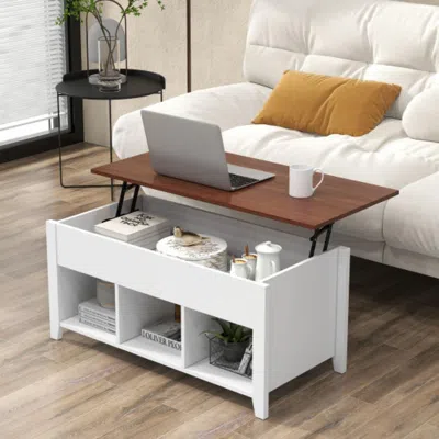 Hivvago Lift Top Coffee Table With Hidden Storage Compartment-white