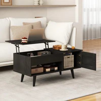 Hivvago Lift Top Coffee Table With Storage And Hidden Compartment-black