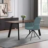Hivvago Light Blue And Black Upholstered Leather Dining Side Chair In Blue