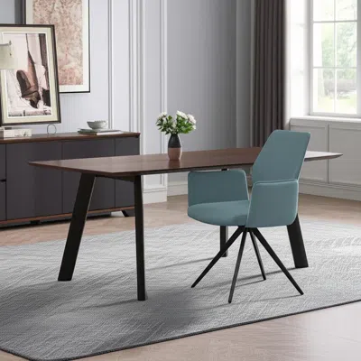 Hivvago Light Blue And Black Upholstered Leather Dining Side Chair
